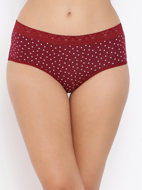 

Clovia Women Maroon Printed Hipster Brief PN3292P15XL, Purple