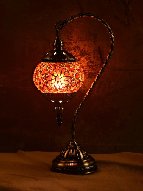 

OddCroft Bronze-Toned Colourblocked Bedside Table Lamp with Shade