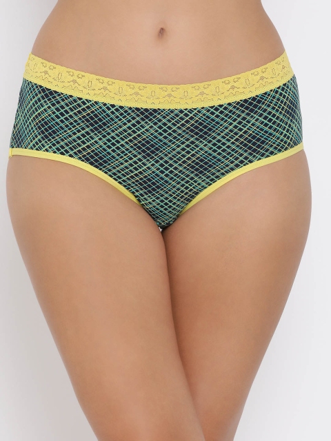

Clovia Women Green & Yellow Checked Mid Rise Lace Hipster Briefs PN3292P08XL