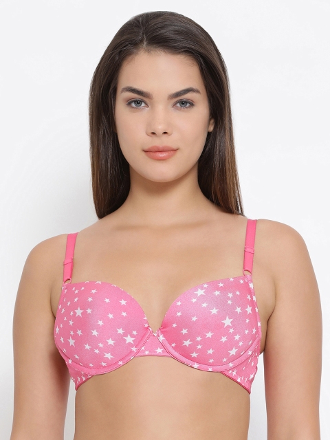 

Clovia Padded Underwired Push-Up Level 2 Printed T-Shirt Bra, Pink