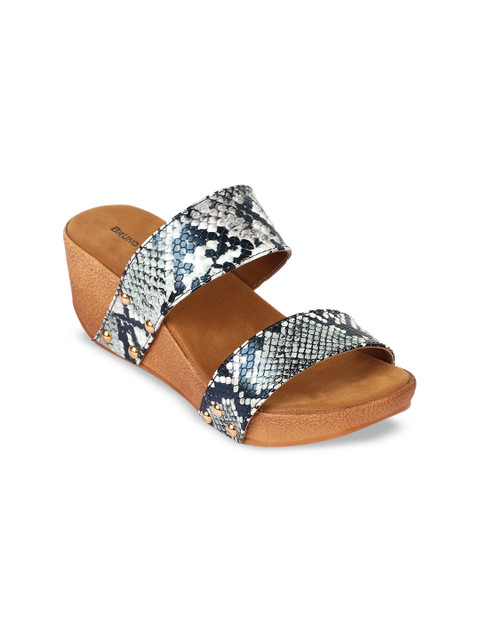 

Bruno Manetti Women Black & White Printed Sandals