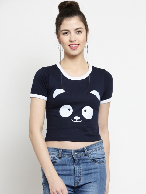 

Everlush Women Navy Blue & White Printed Top