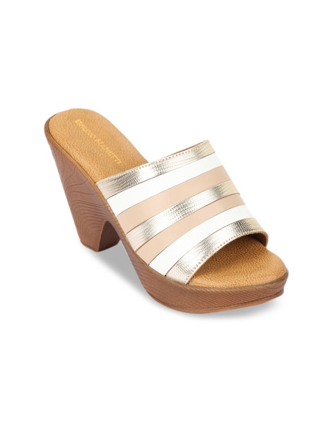 

Bruno Manetti Women Gold-Toned Striped Heels