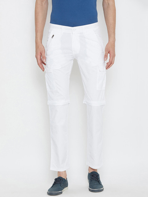 

Wear Your Mind Men White Regular Fit Solid Cargos