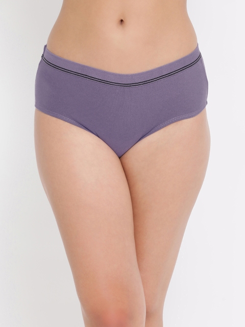 

Clovia Women Purple Solid Mid Rise Hipster Briefs PN3263P12XL