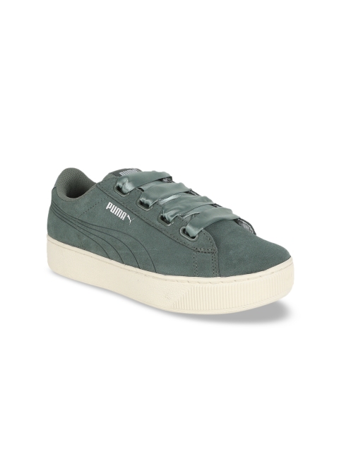 

Puma Women Olive Green Vikky Platform Ribbon S Sneakers