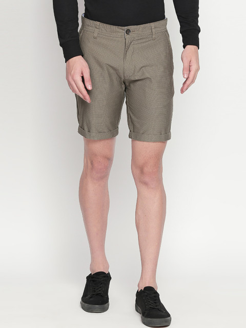 

BYFORD by Pantaloons Men Olive Green Solid Slim Fit Regular Shorts