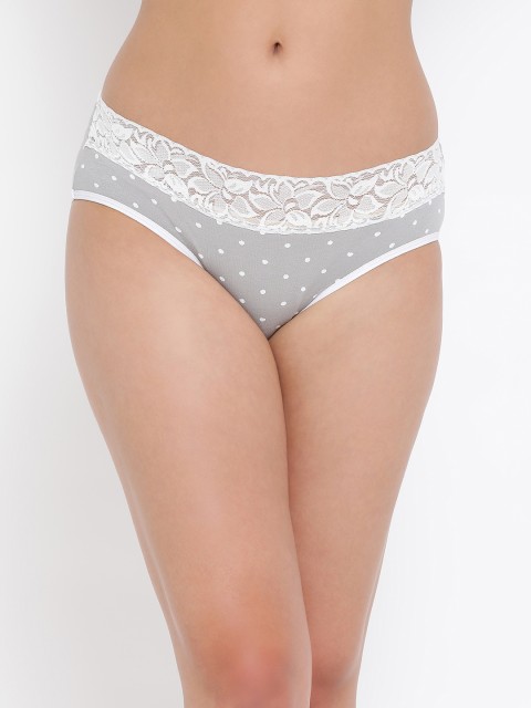 

Clovia Women Grey & White Polka Printed Hipster Briefs PN3272P01
