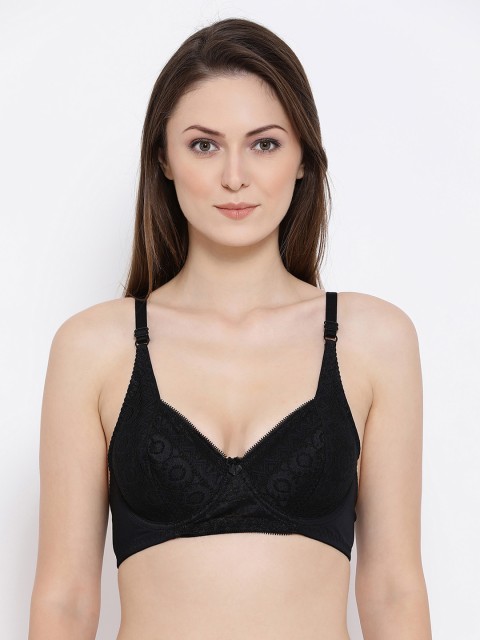 

Clovia Lace Non-Padded Underwired Full Figure Bra, Black