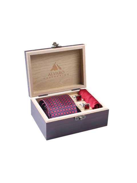 

Alvaro Castagnino Men Red & Silver-Toned Accessory Gift Set