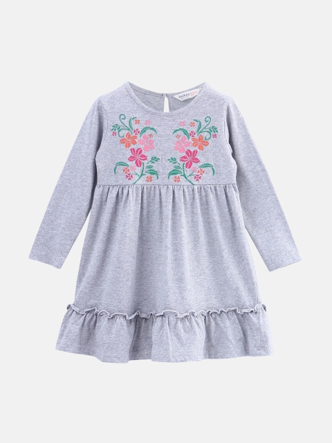 

Beebay Girls Grey A-Line Embroidered Dress
