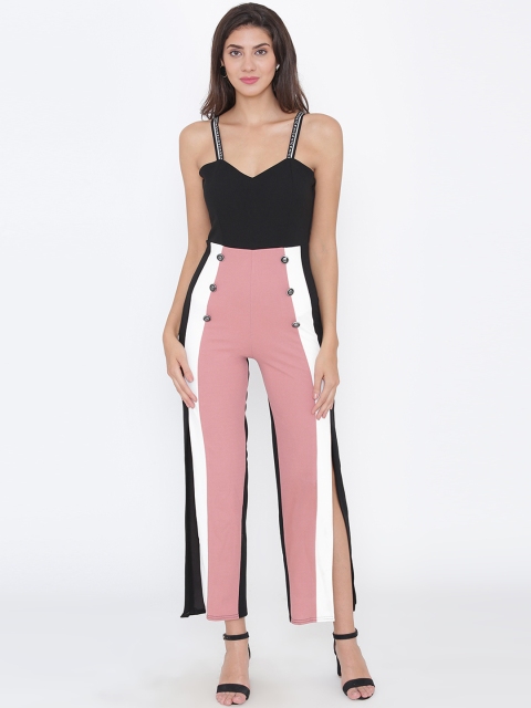 

Everlush Black & Pink Colourblocked Basic Jumpsuit