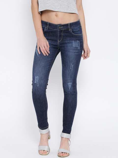 

Devis Women Blue Skinny Fit Mid-Rise Low Distress Stretchable Jeans