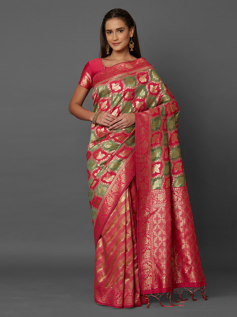 

Mitera Pink Woven Design Kanjeevaram Saree