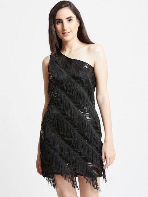 

COVER STORY Women Black Embellished Sheath Dress