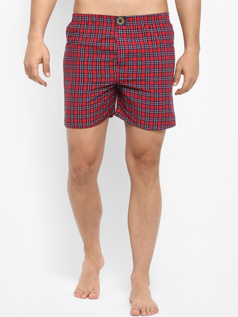 

Joven Men Red Checked Regular-Fit Boxers JB47