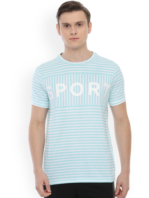 

Allen Solly Sport Men Blue Striped Round Neck Regular Fit T-shirt