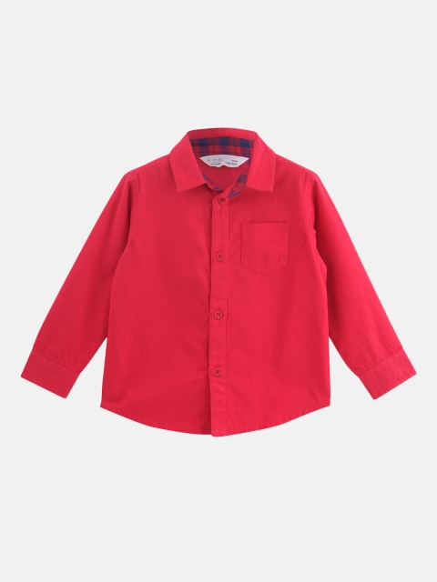 

Beebay Boys Red Regular Fit Solid Casual Shirt