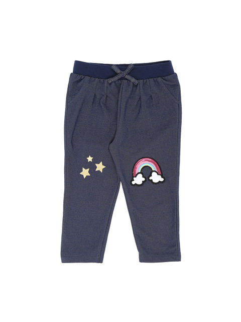 

Pantaloons Baby Girls Navy Blue Regular Fit Self Design Regular Trousers