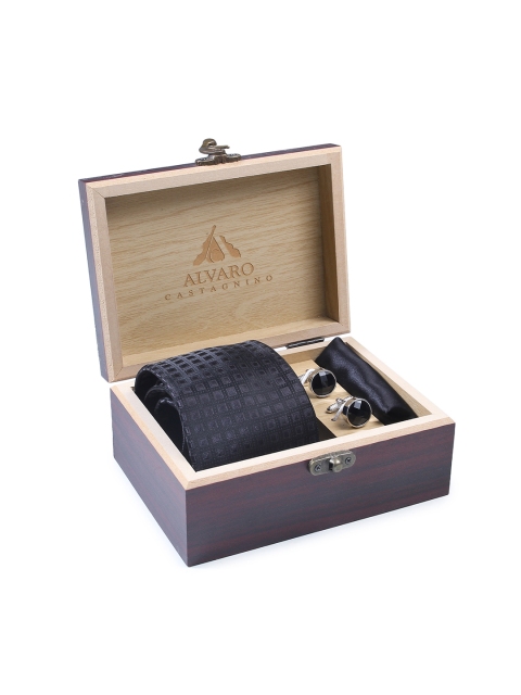 

Alvaro Castagnino Men Black & Silver-Toned Accessory Gift Set