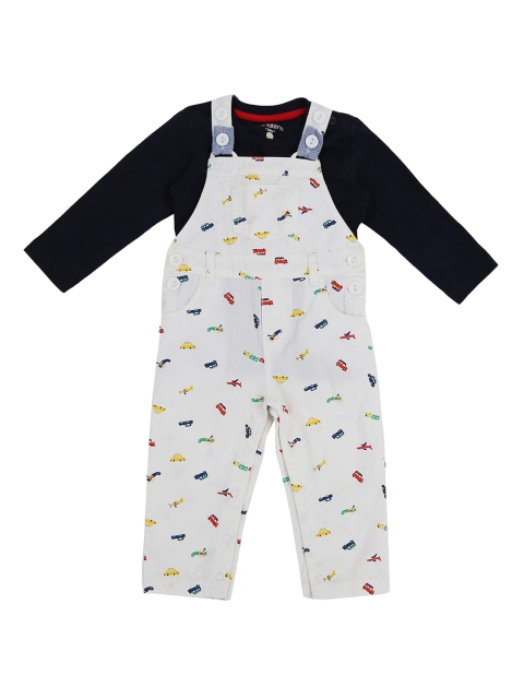 

Pantaloons Baby Boys White & Black Solid T-shirt with Capris