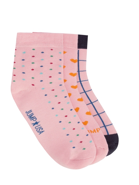 

JUMP USA Women Pack of 3 Pink Patterned Above Ankle-Length Socks