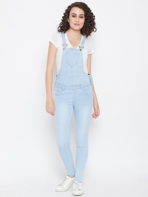 

Nifty Women Blue Solid Slim-Fit Denim Dungarees