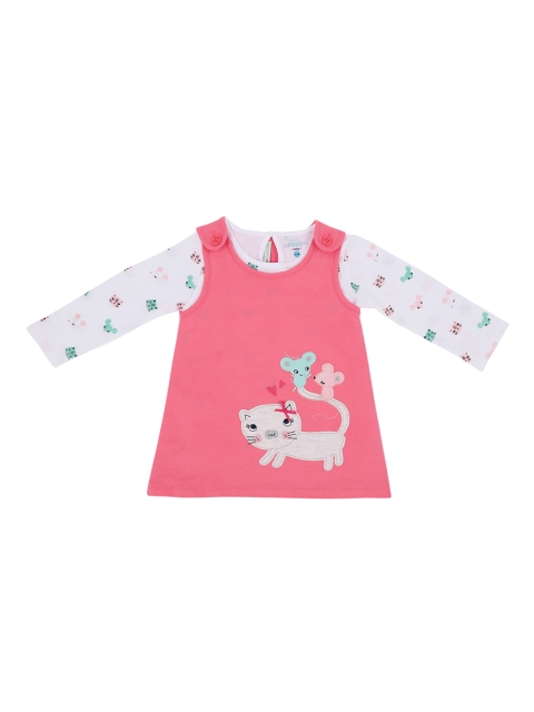 

Pantaloons Baby Girls Pink & White Pinafore Dress