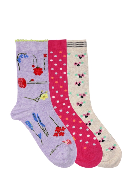 

Mustang Women Pack of 3 Patterned Calf-Length Socks, Purple
