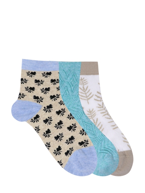 

Mustang Women Pack of 3 Patterned Ankle-Length Socks, Brown