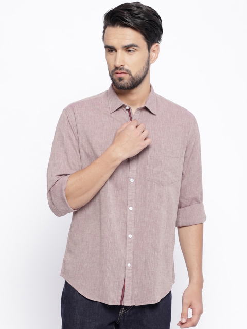 

CAVALLO by Linen Club Men Cotton Linen Purple Regular Fit Solid Casual Shirt