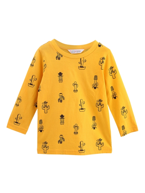 Beebay Boys Yellow Printed Round Neck T-shirt