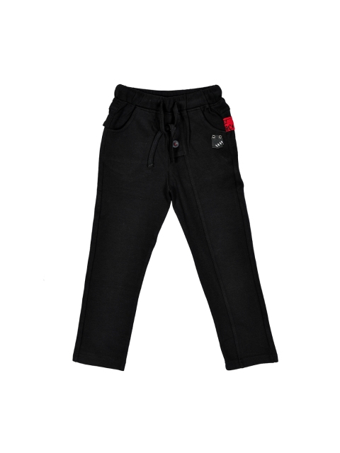 

Lil Tomatoes Boys Black Solid Slim-Fit Trackpants