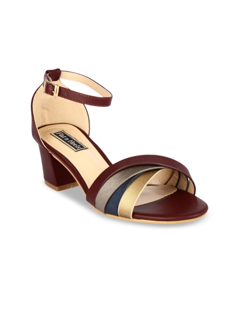 

Flat n Heels Women Maroon Colourblocked Heels