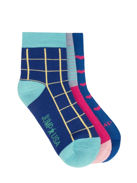 

JUMP USA Women Pack of 3 Multicoloured Patterned Above Ankle-Length Socks, Multi