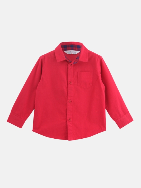 

Beebay Boys Red Regular Fit Solid Casual Shirt