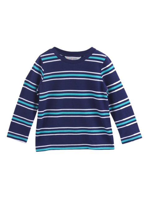 

Beebay Boys Navy Blue Striped Round Neck T-shirt