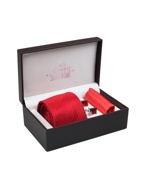 

Alvaro Castagnino Men Red & Silver-Toned Accessory Gift Set