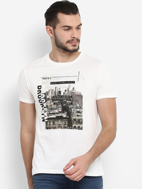 

KVL Men Off-White Printed Round Neck T-shirt