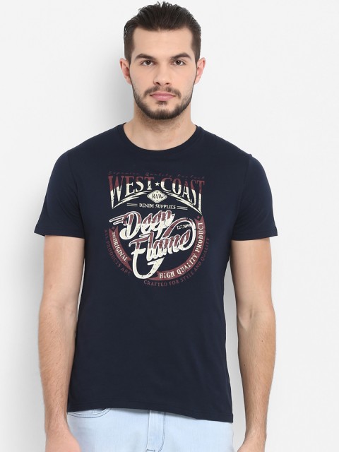 

KVL Men Navy Blue Printed Round Neck T-shirt