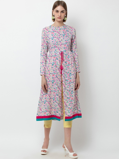 

DODO & MOA Women Multicoloured Floral Print A-Line Kurta, Multi