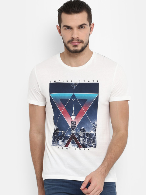 

KVL Men Off-White Printed Round Neck T-shirt