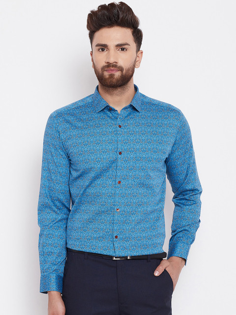 

Canary London Men Blue Smart Slim Fit Printed Party Shirt