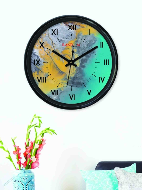

RANDOM Sea Green & Yellow Round Printed Analogue Wall Clock (30 cm x 30 cm)
