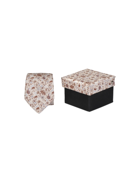 

Calvadoss Beige & Brown Woven Design Broad Tie