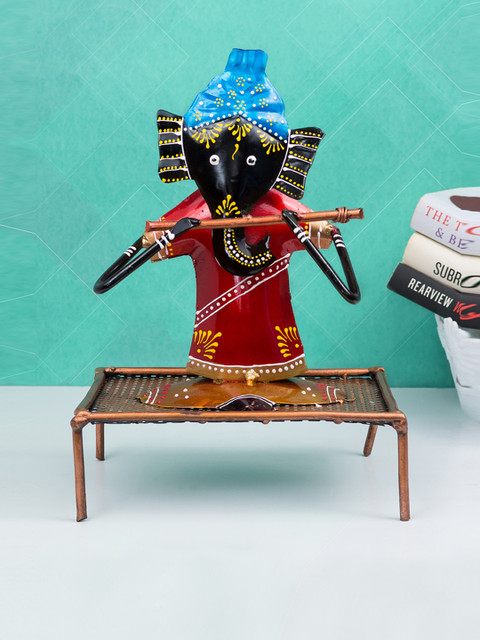 

Golden Peacock Multicoloured Handcrafted Lord Ganesha Showpiece, Multi