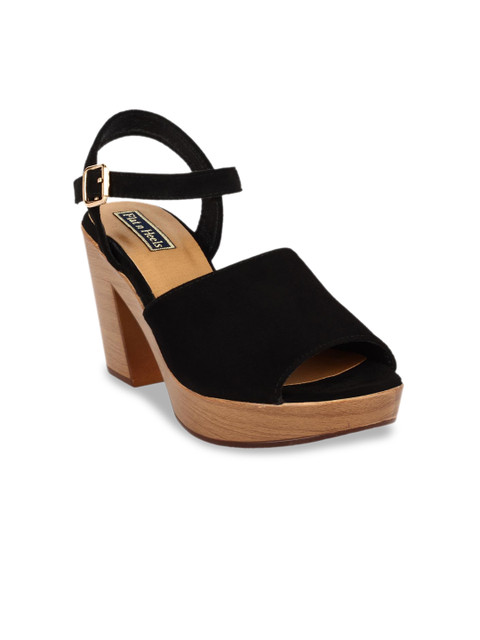 

Flat n Heels Women Black Solid Suede Heels