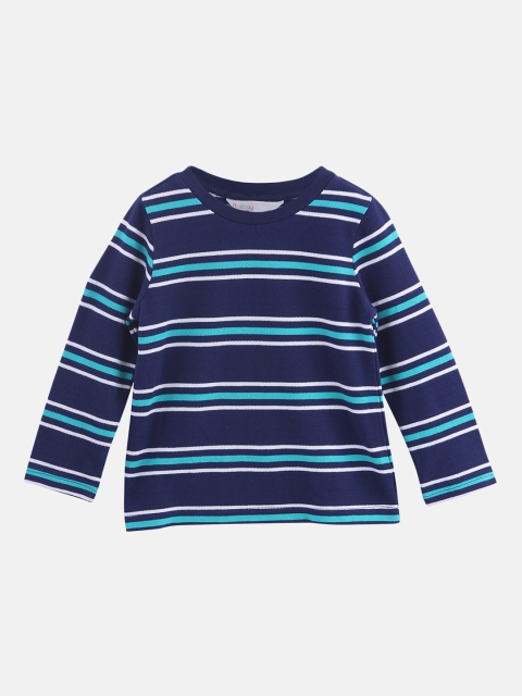 

Beebay Boys Navy Blue Striped Round Neck T-shirt