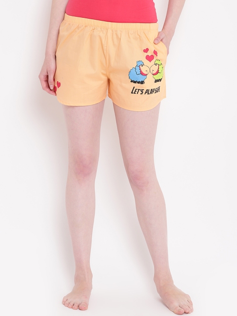 

La Intimo Women Peach-Coloured Printed Lounge Shorts BOLIF001PH0