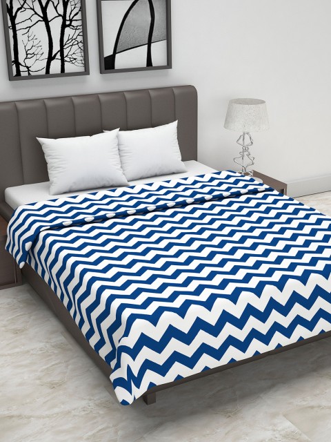 

Divine Casa Blue & White Abstract AC Room 110 GSM Reversible Double Bed Dohar